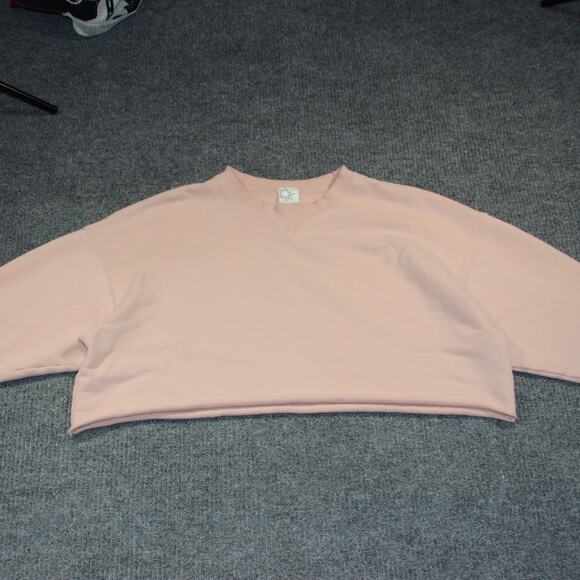 Vintage Offline Cropped Sweatshirt Womens XL Pink Casual Retro Lightweight - Picture 2 of 6